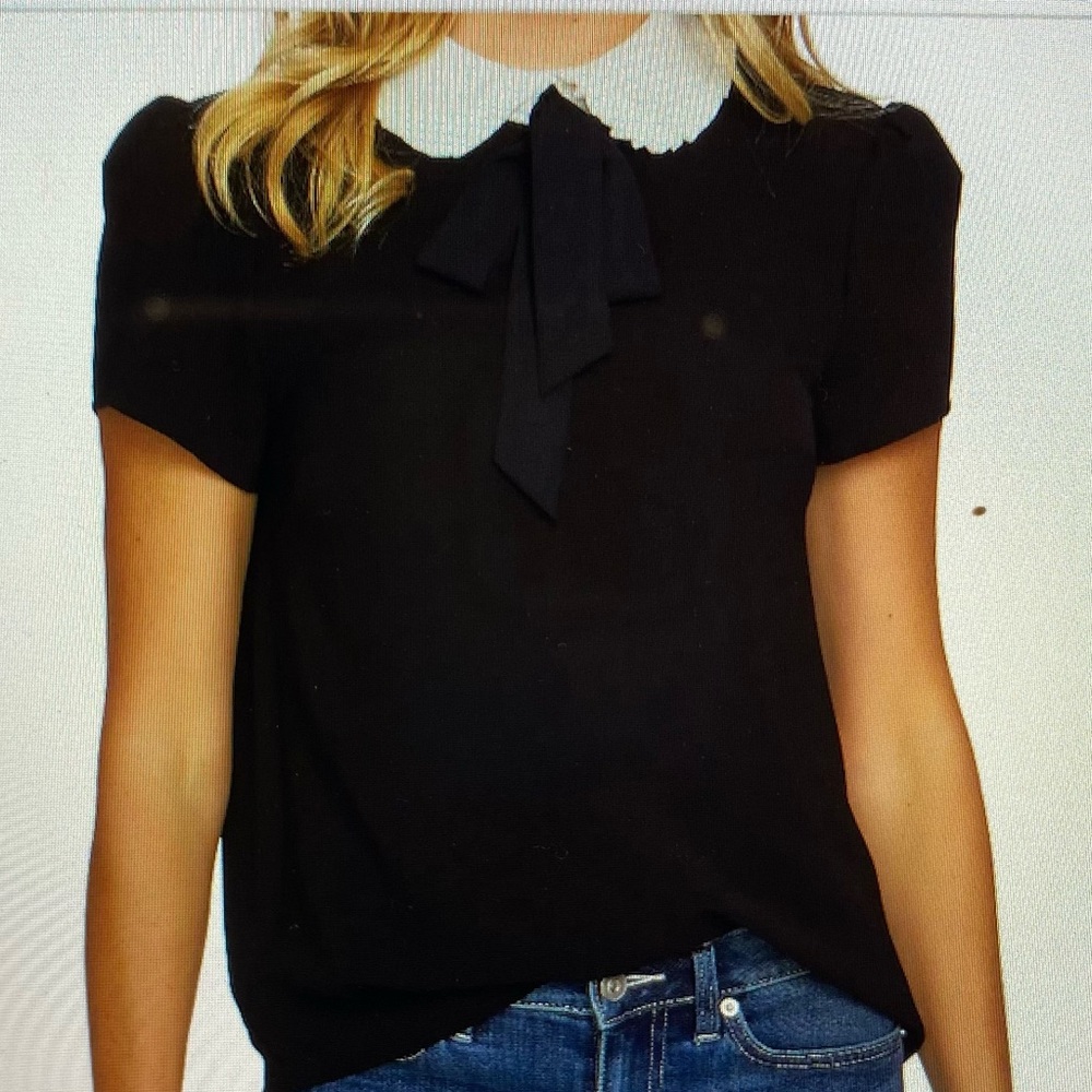 CeCe Collared Tie Neck Blouse